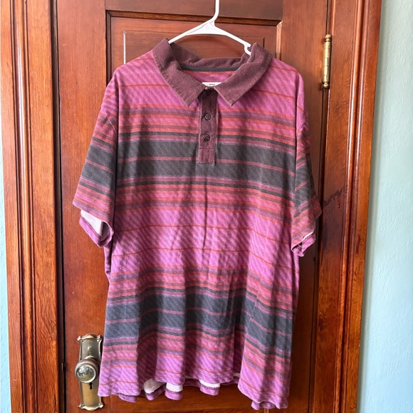 Classic Striped Polo Shirt - Maroon and Gray - Picture 1 of 5